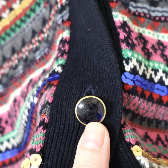 Tommy Hilfiger Fair Isle Sequin Navy Sweater Vest XL Holiday NYE Christmas - Picture 3 of 7